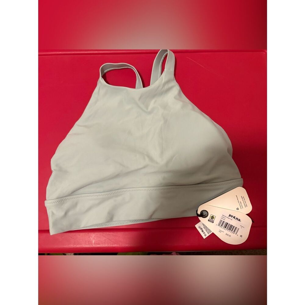 prAna Light Blue High-Neck Marina Street Bikini Top